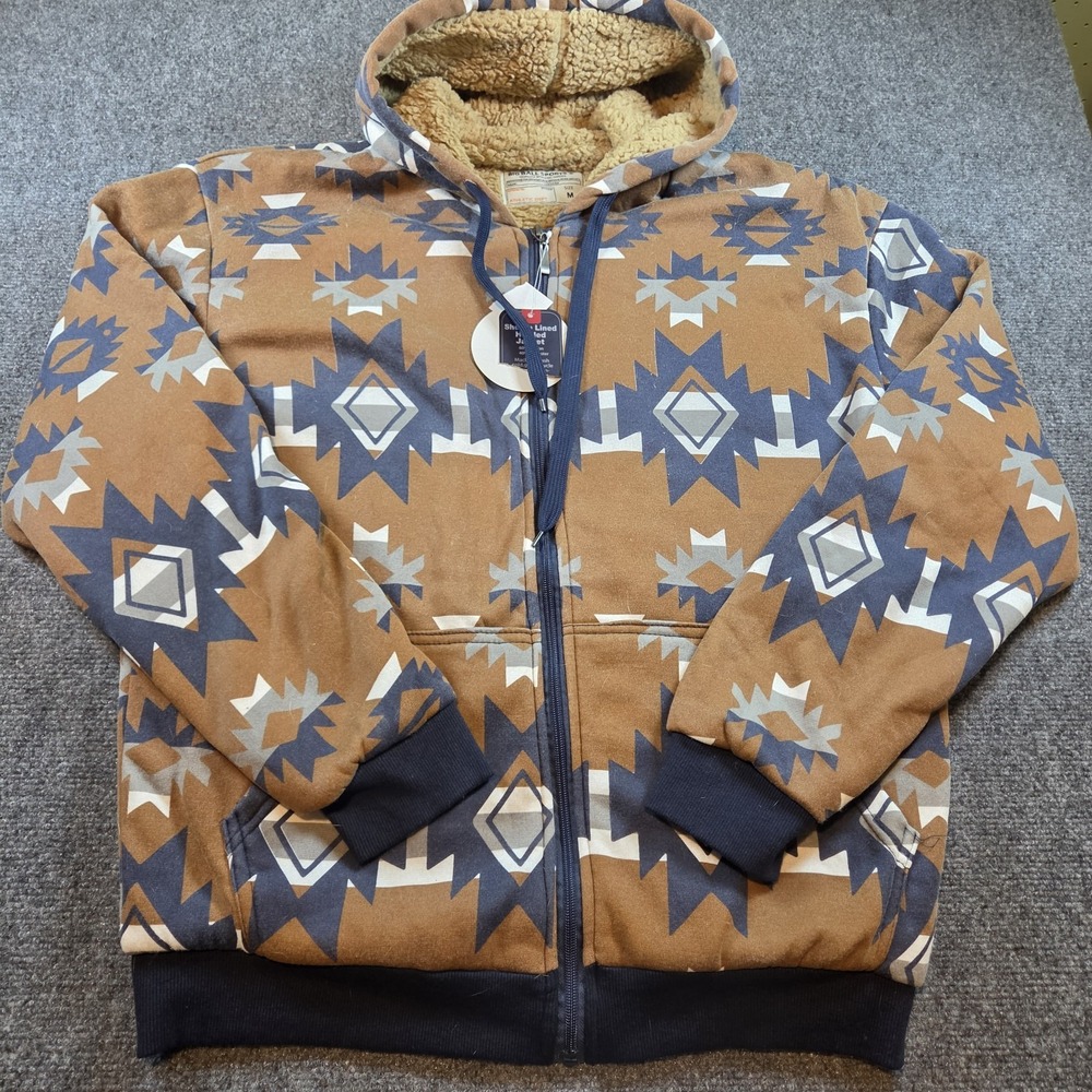 Big Ball Sports Aztec Hoodie Jacket M Southwestern Sherpa Lined Full Zip NEW